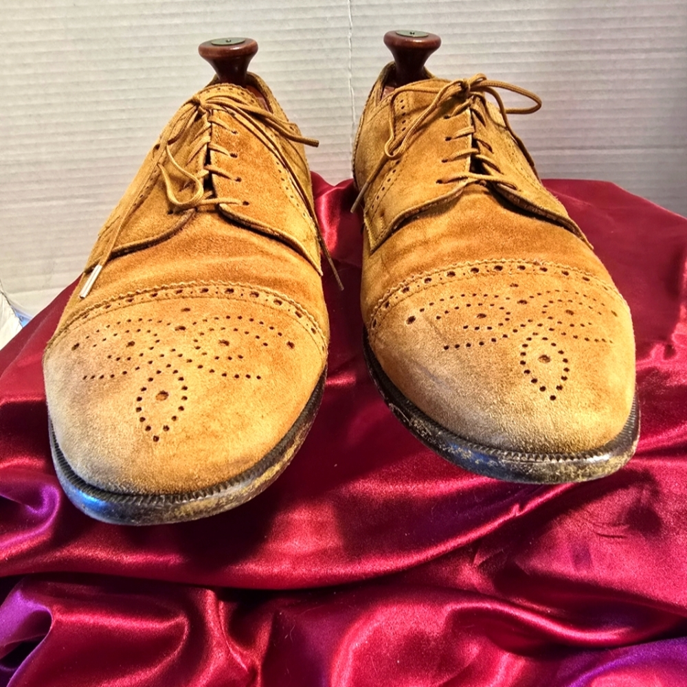 BALLEY CESAR INTERNATIONAL VINTAGE CAMEL SUEDE OXFORD TIE-UP MEN'S SIZE 12